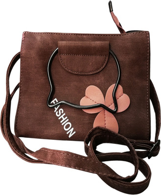 

shopping island Women Formal, Casual, Evening/Party Brown PU Sling Bag