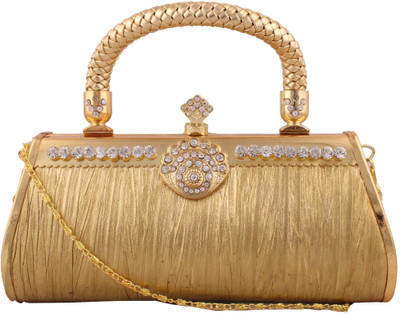 

Awis Women Evening/Party Gold Cotton Sling Bag