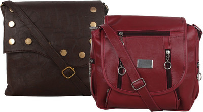 

Element Cart Women Casual, Formal Brown, Maroon PU Sling Bag