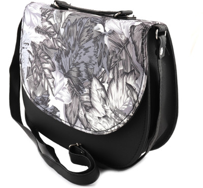 

T Square Women Casual Black Rexine Sling Bag