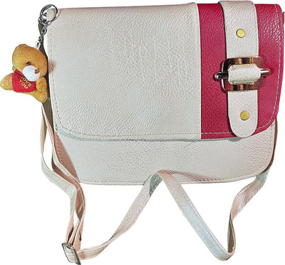 

Taskeeno Women Casual White Leatherette Sling Bag