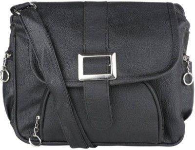

RANDA FASHION Women Casual Black PU Sling Bag