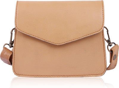 

inne Women Formal Beige Genuine Leather Sling Bag