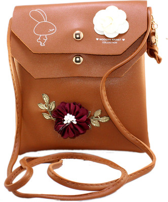 

SKOLL Girls Casual Tan Synthetic Leather Sling Bag