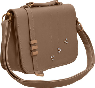 

TAP FASHION Women Casual Khaki PU Sling Bag