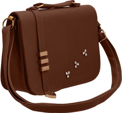 

TAP FASHION Women Casual, Evening/Party Brown PU Sling Bag