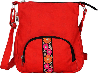 

ELITTO Women Casual Red Canvas Sling Bag