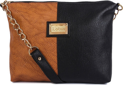 

Zoby Women Casual Brown, Black Cotton, PU Sling Bag, Black;brown