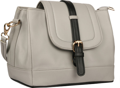 

johan&keith Women Casual, Formal Grey, Black PU Sling Bag, Black;grey