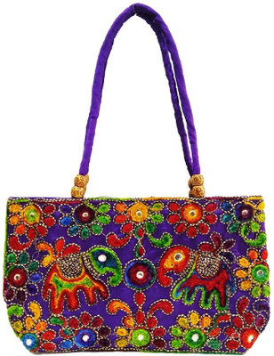 

Super Women Evening/Party Blue Silk Shoulder Bag