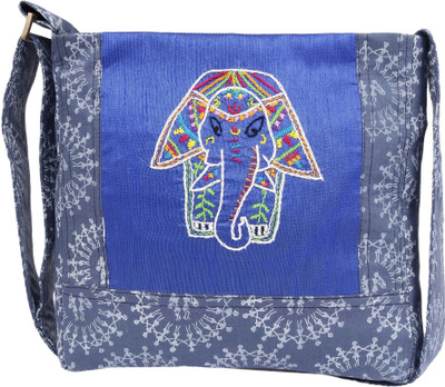 

Indha Craft Women Casual Blue Cotton Sling Bag
