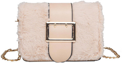 

peaubella Women Evening/Party Beige Synthetic Leather Sling Bag