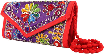 

Craft Trade Women Evening/Party Purple Cotton Sling Bag
