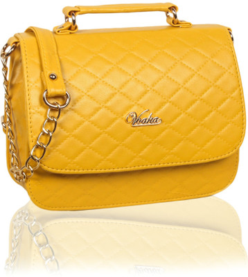 VOAKA Women Evening/Party, Casual, Formal Yellow PU Sling Bag