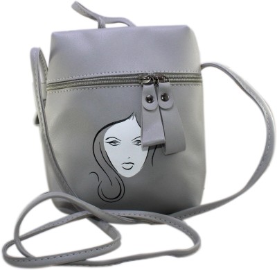 

SKOLL Girls Casual Grey Synthetic Leather Sling Bag