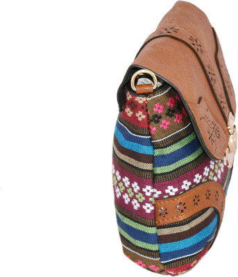 

minaar Women Evening/Party, Casual, Formal Multicolor Leatherette, Canvas Sling Bag