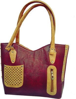 

Fashion Global Women Evening/Party, Casual, Formal Maroon, Yellow Synthetic Leather Shoulder Bag