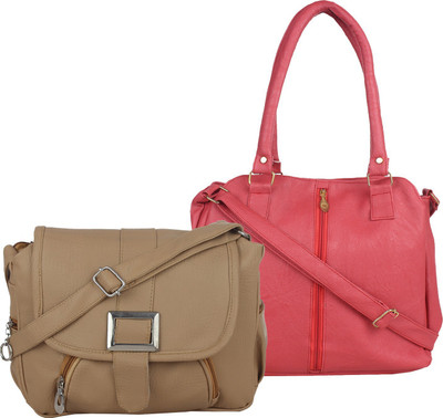 

Element Cart Women Casual Beige, Pink PU Sling Bag