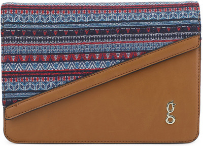 

Global Desi Women Casual Tan, Blue Synthetic Leather Sling Bag, Blue;tan