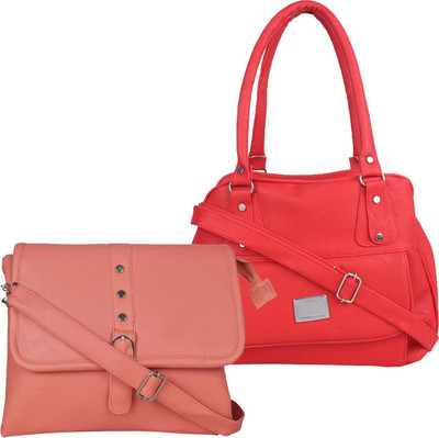 

Element Cart Women Casual Tan, Red PU Sling Bag, Red;tan