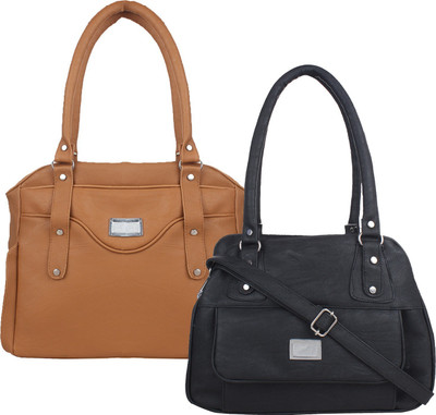 

Element Cart Women Evening/Party, Casual Brown, Black PU Sling Bag, Black;brown