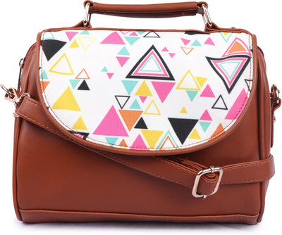 

Suprino Women Casual Tan, White Synthetic Leather Sling Bag
