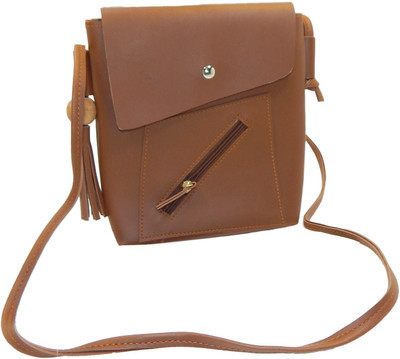 

RK Brands Women Casual Brown PU Sling Bag