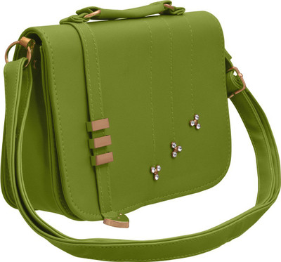 

TAP FASHION Women Casual, Formal, Evening/Party Green PU Sling Bag