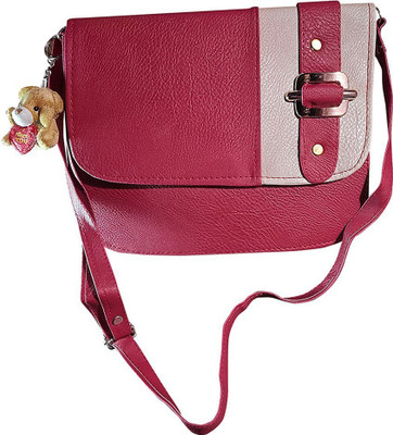 

Taskeeno Women Casual Pink Leatherette Sling Bag