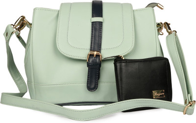

Deniza Women Casual, Formal Green, Black PU Sling Bag, Black;green