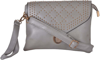 

Young & Forever Women Casual Grey Metal, Genuine Leather, Nylon, PU Sling Bag