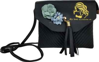 

Lelys Women Casual Black PU Sling Bag