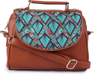

Suprino Women Casual Tan, Blue Synthetic Leather Sling Bag, Blue;tan