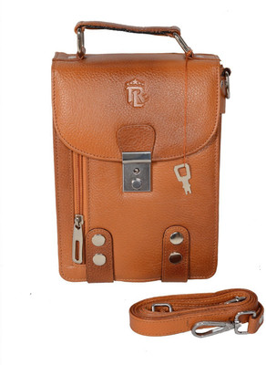 ROYAL LEATHER EMPORIUM Men & Women Casual Tan Genuine Leather Sling Bag