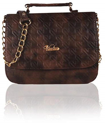 

VOAKA Women Evening/Party Brown PU Sling Bag