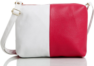 

Pynk Fashion Women Casual Pink, White PU Sling Bag