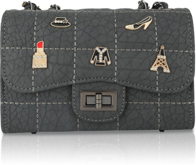 

Fiona Trends Women Evening/Party Grey PU Sling Bag
