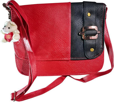 

Taskeeno Women Evening/Party, Casual, Formal Black, Red Leatherette Sling Bag