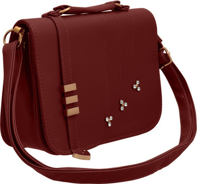 

TAP FASHION Women Casual Maroon PU Sling Bag