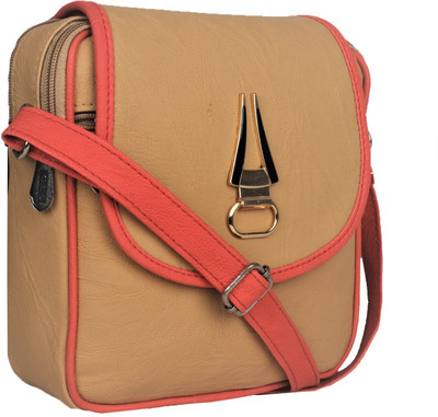 

FRIENDS & COMPANY Women Evening/Party, Casual Beige, Pink PU Sling Bag