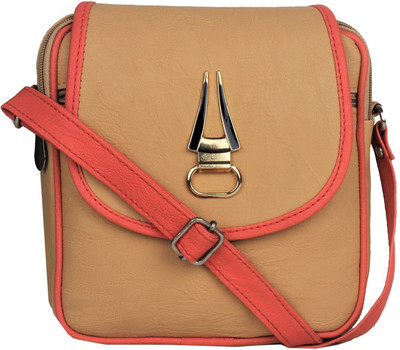 

FRIENDS & COMPANY Women Casual, Evening/Party Beige Leatherette Sling Bag