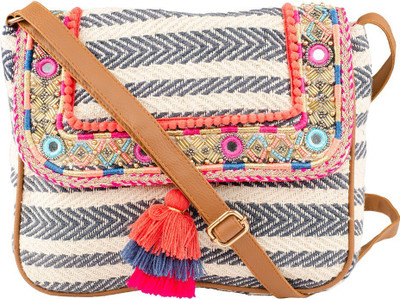 

VASA Women Casual, Evening/Party Multicolor Cotton Sling Bag