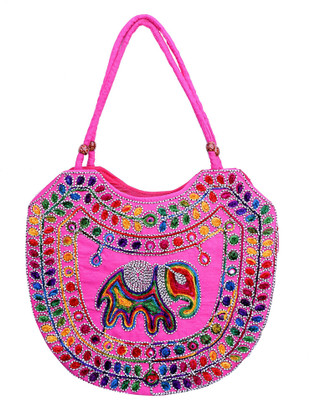 

Interlane Women Casual Pink Cotton Shoulder Bag