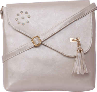 

EzeeLives Women Evening/Party Beige Rexine Sling Bag