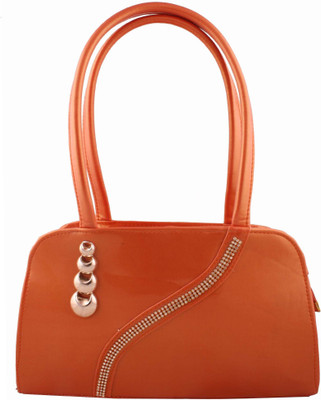 

Awis Women Evening/Party Orange Cotton Hand-held Bag