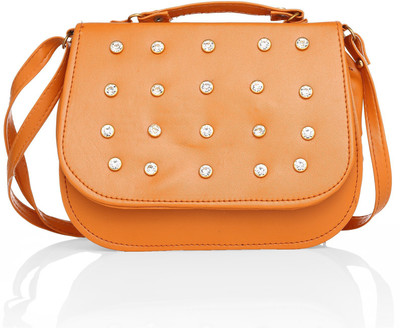 

Lady queen Women Casual Gold PU Sling Bag