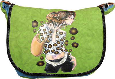 

Adine Women Casual Green Leatherette Sling Bag