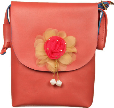 Adine Women Casual Orange Leatherette Sling Bag