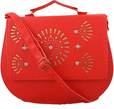 

Awis Women Evening/Party Red Cotton Sling Bag