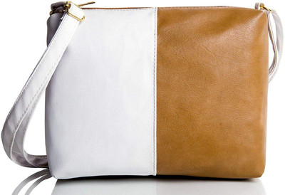 

Don Cavalli Women Evening/Party White, Brown PU Sling Bag, Brown;white